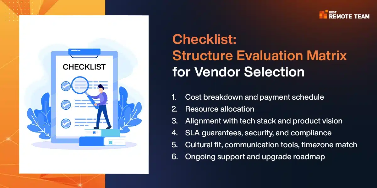 checklist structure evaluation matrix for vendor selection